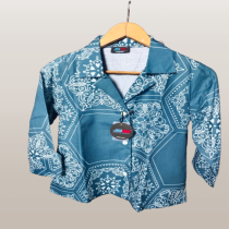 women's Blue Printed Cord Shirt