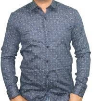 Men's Blue Printed Shirt