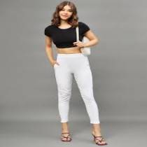 Women's White Rayon Laycra  Pant