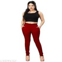 Women's Red Rayon Laycra  Pant 