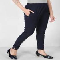 Women's Navy Blue Rayon Laycra  Pant