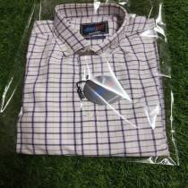 MEN'S  WHITE -PURPLE CHEX PEINTED SHIRT