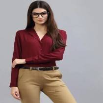 Women's Maroon formal Shirt